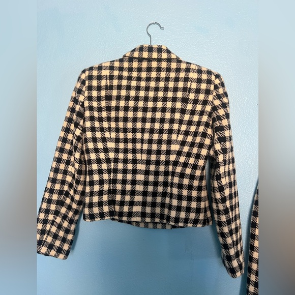 Tweed Plaid Cropped Suit Blazer & Slit Skirt Set - Picture 7 of 8